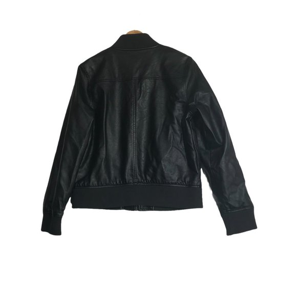 A New Day Vegan Faux Leather  Bomber zip up jacket size large NWOT - Picture 2 of 8